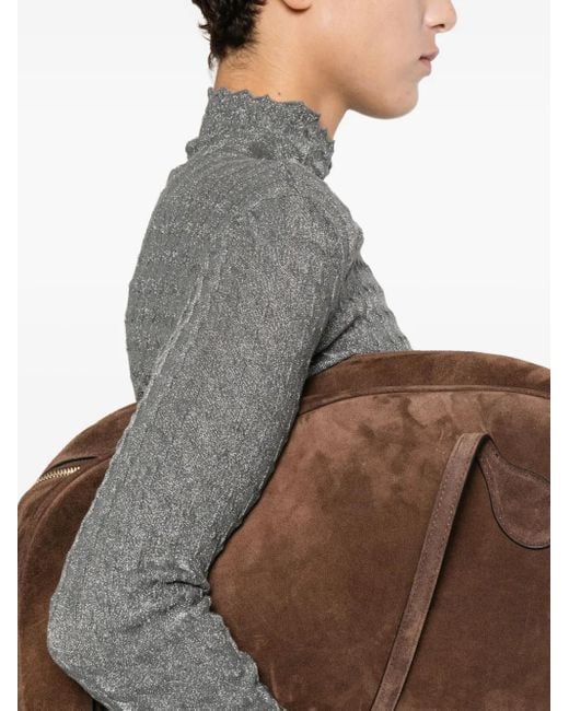 Emporio Armani Gray Strukturierter Pullover mit Stehkragen