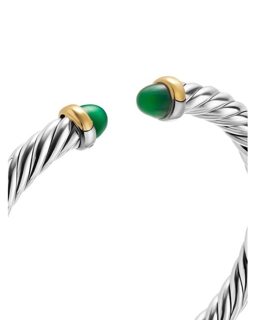 David Yurman Green Sterling/14K Cable Flex Onyx Bracelet