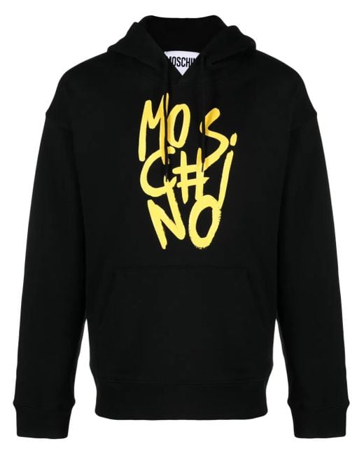 Moschino Blue Logo-Print Cotton Hoodie for men