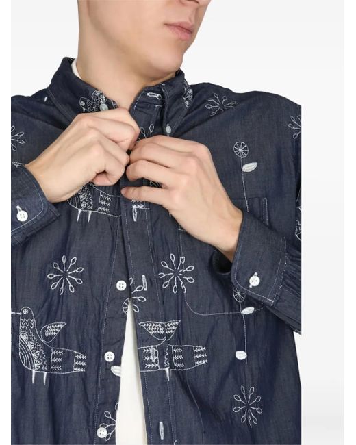 Camicia Con Ricamo di Engineered Garments in Blue da Uomo