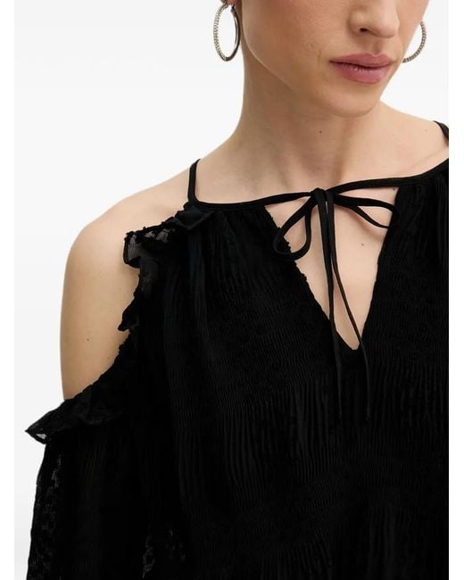 Guess Black Blouse À Découpes Sur Les Épaules