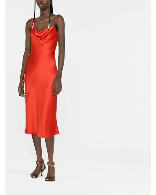 Stella McCartney Red Cowl-Neck Midi Dress