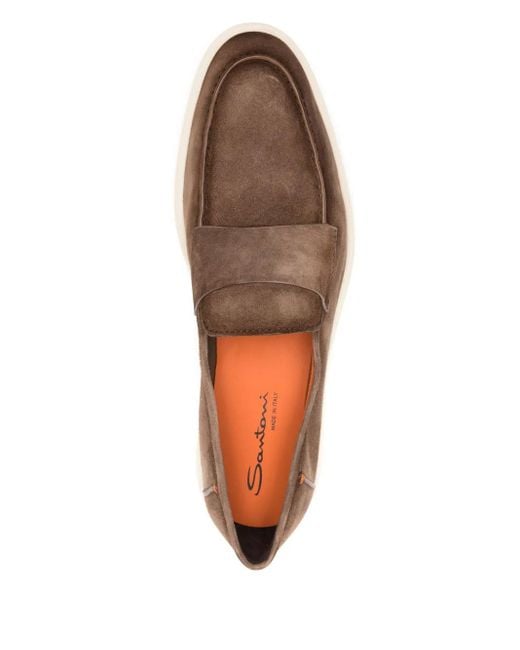 Santoni メンズ ブラウン スエード ローファーの通販はau PAY