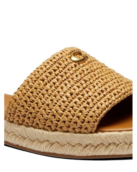 COACH Brown Holly Raffia Sandals