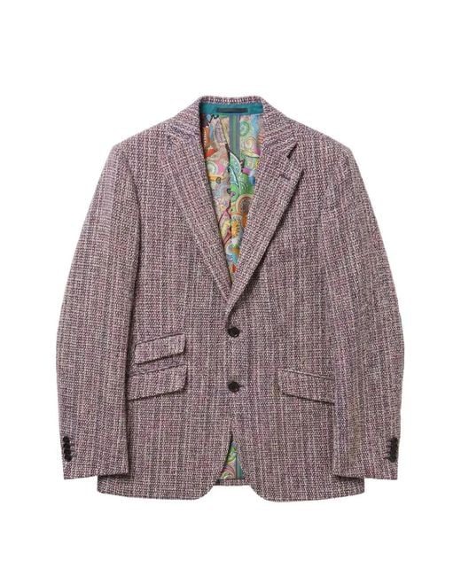 ABSEITS Purple Graphic-Lining Single-Breasted Blazer for men