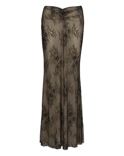 Bananhot Gray Balena Lace Maxi Straight Skirt