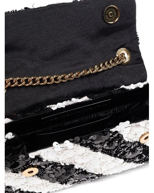 Kurt Geiger Black Small Kensington Sequin-Stripe Shoulder Bag