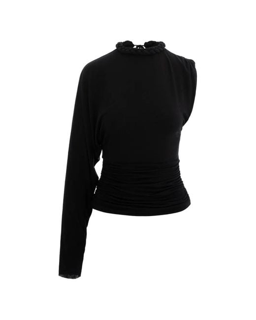 MANURI Black One-Shoulder Blouse