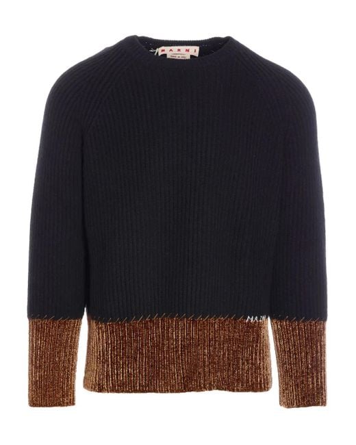 Marni Blue Ribbed Wool Sweater for men