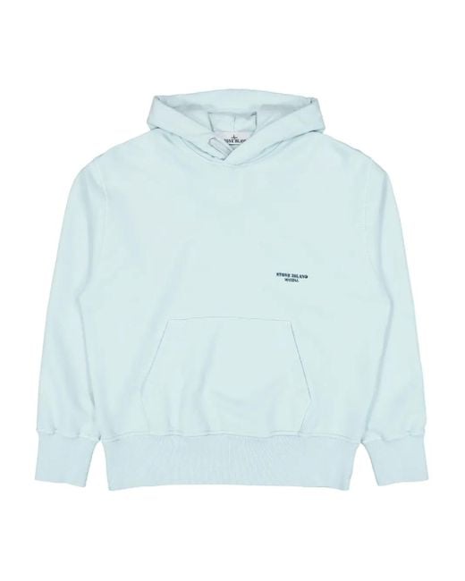 Felpa Marina Con Cappuccio E Tasca A Marsupio di Stone Island in Blue da Uomo