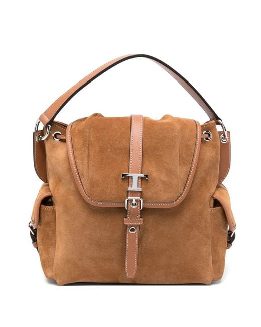 Tod's Brown Tim Zaino T Timeless Leather Backpack