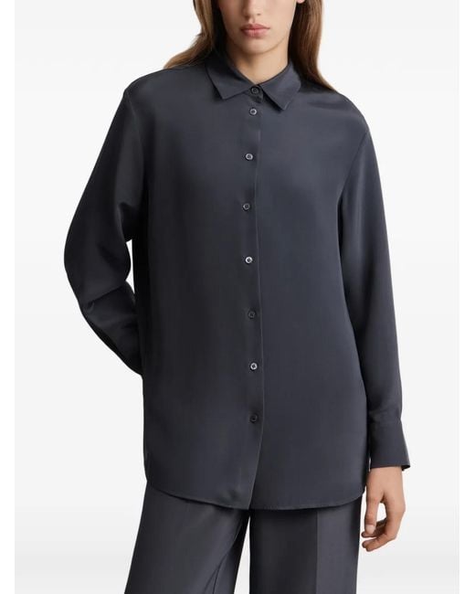 12 STOREEZ Gray Mulberry Silk Shirt