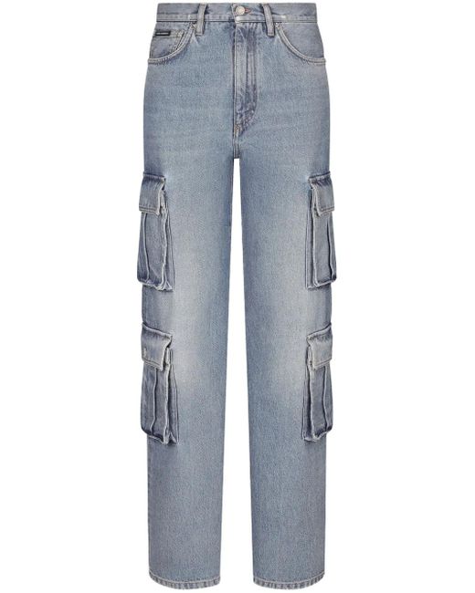Dolce & Gabbana Blue Cargo-Jeans Aus Baumwoll-Denim