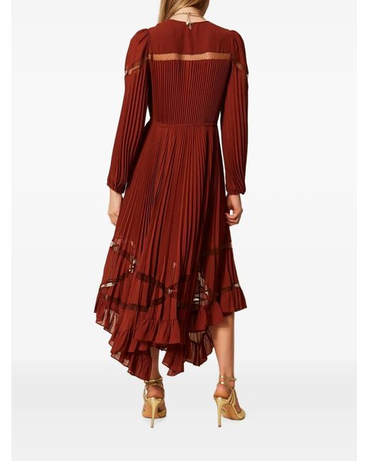 Twinset Red Long Pleated Georgette Dress