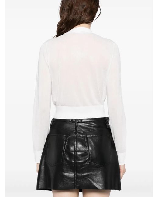 Alexander Wang White Crystal-Embellished Cropped Top