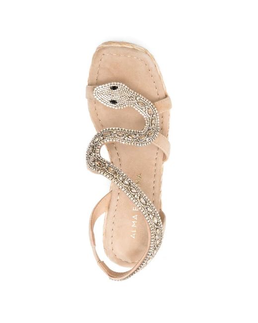 Alma En Pena. Natural Snake-Embellished Wedge Espadrilles