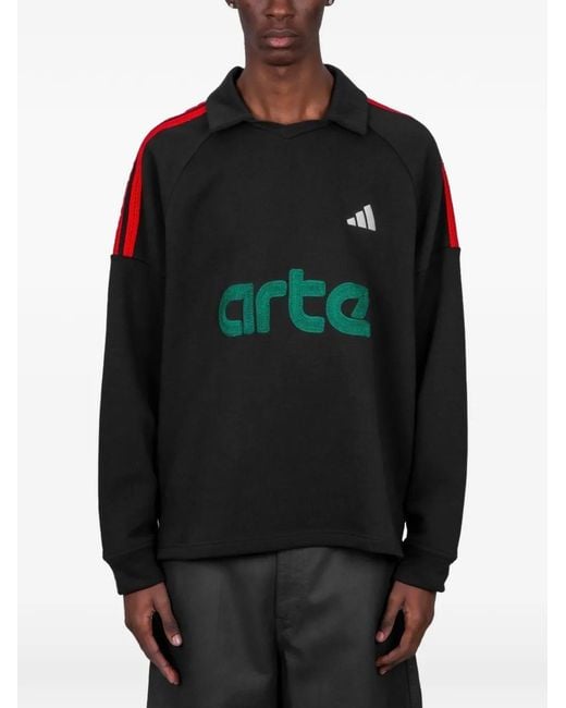 Adidas Black X Arte Antwerp Polo-Collar Sweatshirt for men