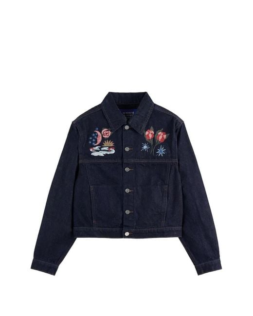 Scotch & Soda Blue Embroidered Denim Jacket