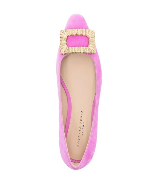 Roberto Festa Pink Suede Ballerina Shoes