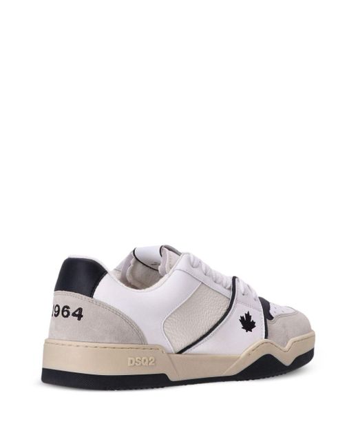 DSquared² Spiker Leren Sneakers Met Geborduurd Blad in het White voor heren