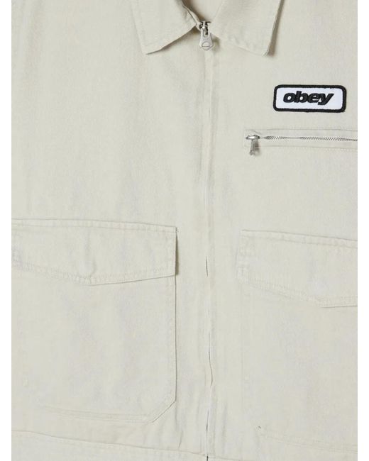 Obey White Walter Work Jacket for men