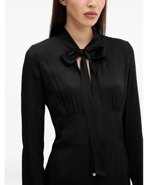 HUGO Black Minikleid in A-Linie mit Schleifenkragen