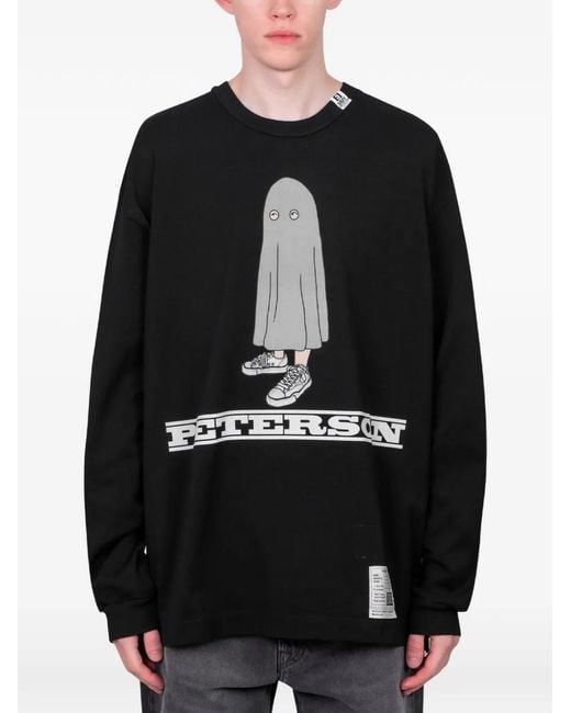 Maison Mihara Yasuhiro Black Graphic-Print Long Sleeve T-Shirt for men