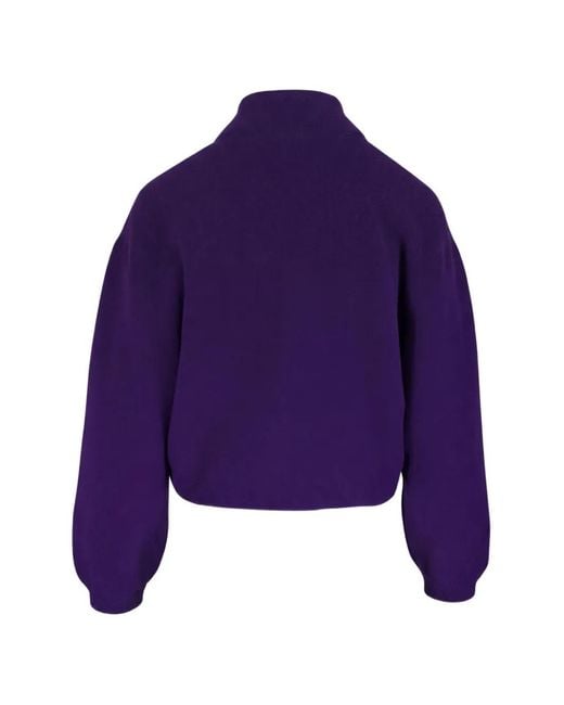 Akris Purple Zip-Up Drawstring Cardigan