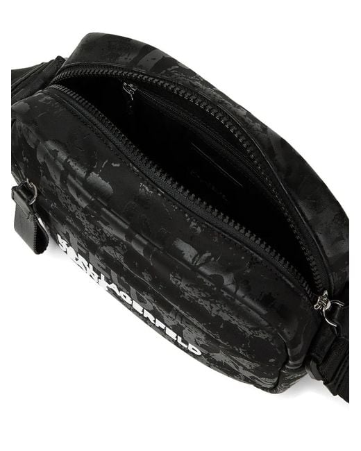 Karl Lagerfeld Black Logo-Print Camera Bag for men