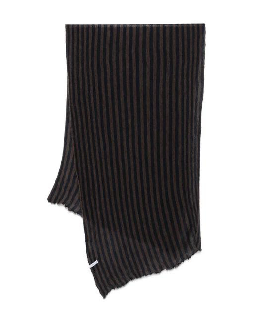 Botto Giuseppe Black Striped-Pattern Cashmere Scarf