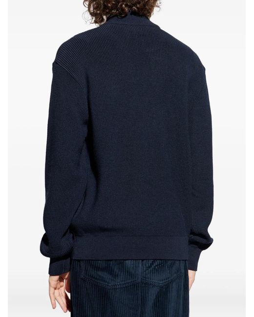 Paul & Shark Blue Shark Tag Tech Wool Full Zip Sweater for men
