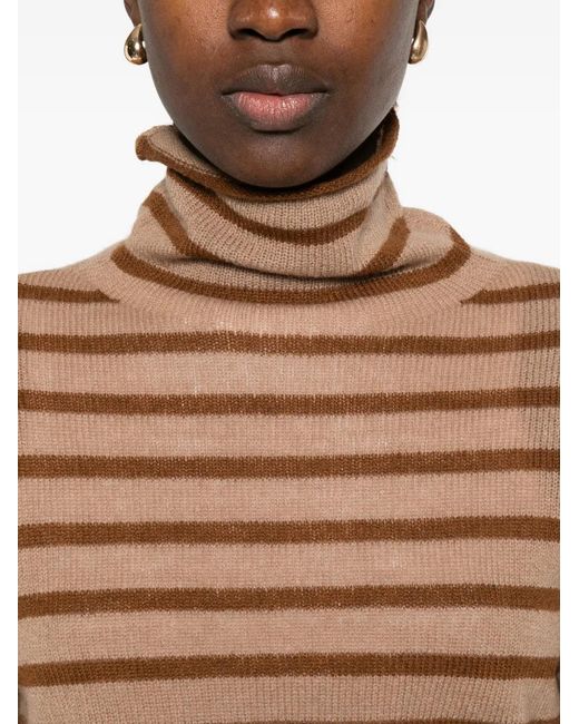Be You Brown Striped Turtleneck Top