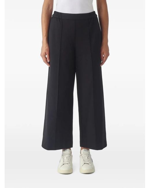 MEIMEIJ Black Elasticated-Waistband Pressed-Crease Trousers
