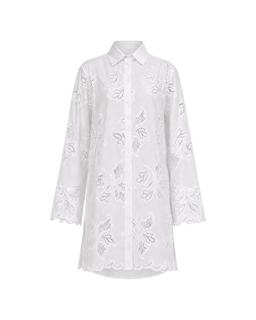 CISSA White Broderie-Anglaise Shirt Dress