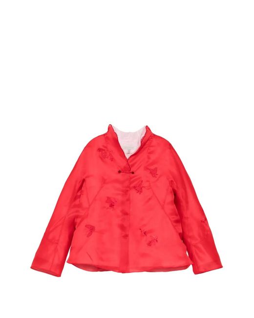 Shiatzy Chen Red Ensemble Veste À Broderies En Organza