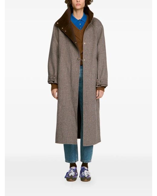 Sandro Brown Houndstooth Single-Breasted Coat
