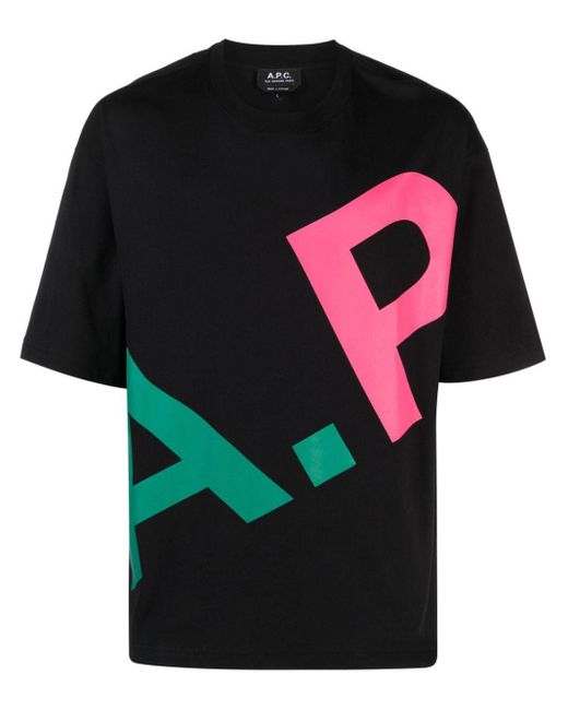 A.P.C. Katoenen T-shirt Met Logoprint in het Black voor heren