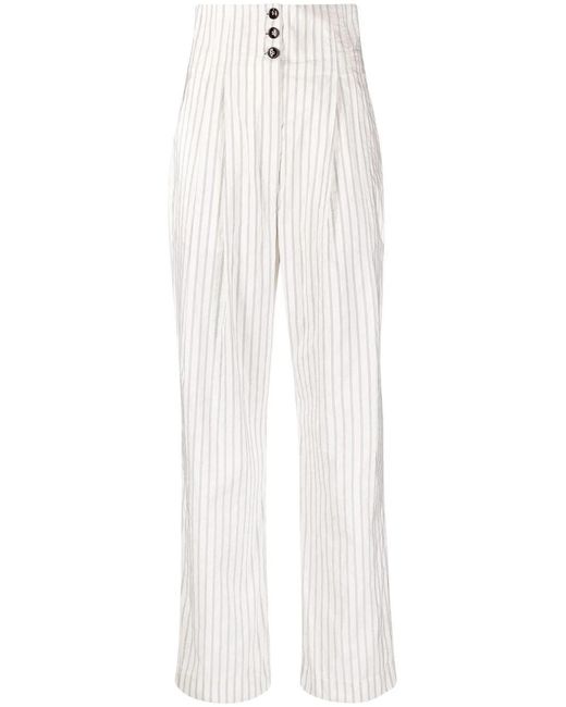 Philosophy Di Lorenzo Serafini White Pinstripe-Print Trousers