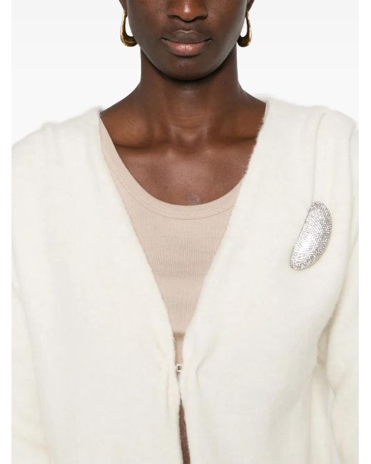 GIUSEPPE DI MORABITO White Cardigan Mit Brosche