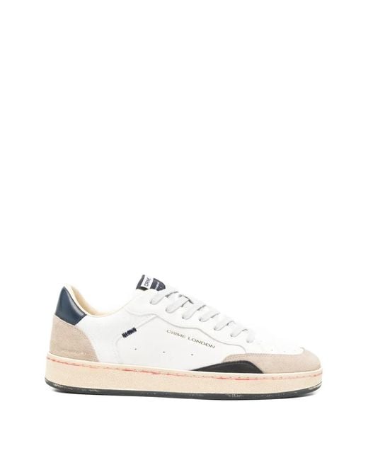 Crime London White Chelsea Suede Panel Sneakers for men