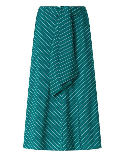 Pinko Green Midi Skirts With Striped Pattern And Sash