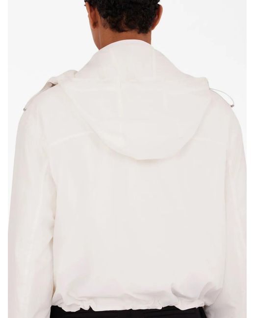 Ferragamo White Cropped Hooded Jacket for men