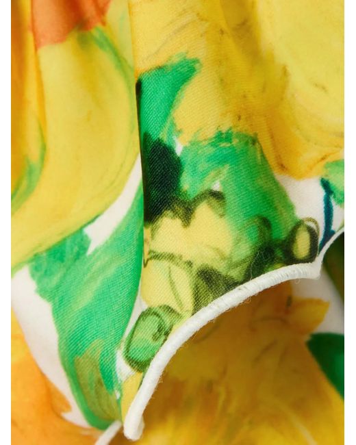 LaDoubleJ Yellow Ruffled Floral Bikini Top