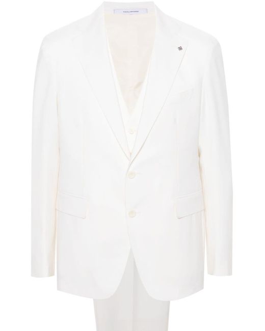 Tagliatore White Single-breasted Virgin-wool Suit for men