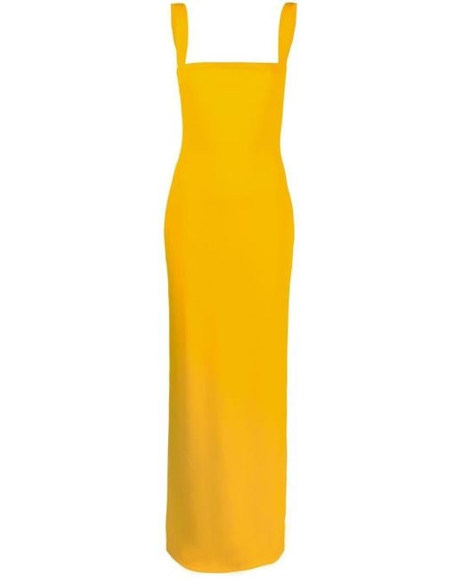 Solace London Yellow Joni Square-neck Sleeveless Gown