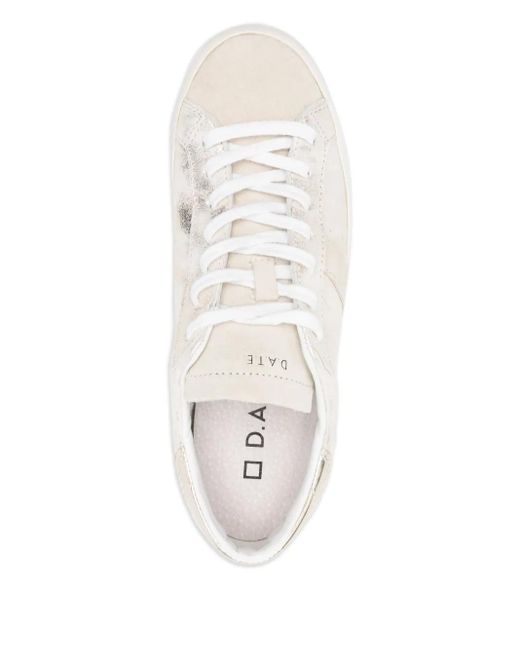 Date White Metallic-effect Leather Sneakers