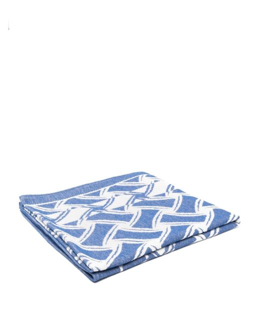 Drumohr Blue Patterned-jacquard Beach Towel