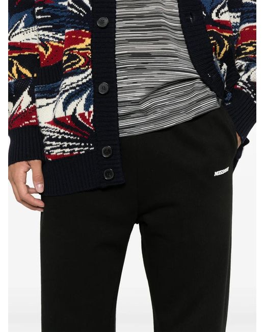 Missoni Black Chevron-Inserts Cotton Track Pants for men