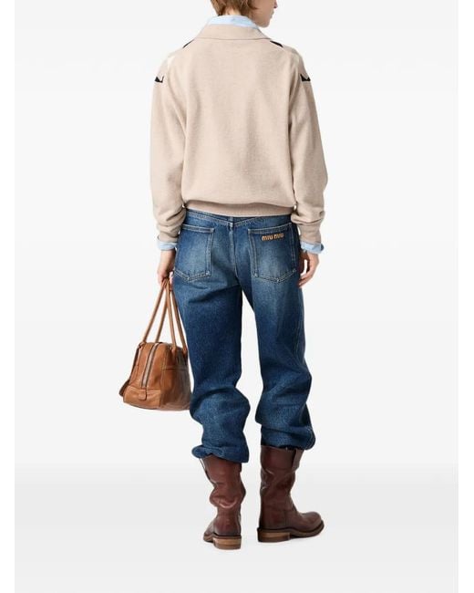Miu Miu White Cashmere Polo Sweater