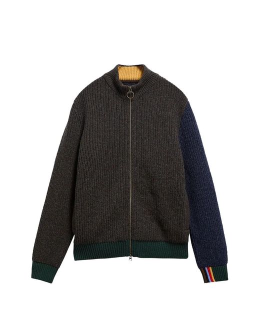 Barbour Black X Paul Smith Gamefair Cable-Knit Zip-Up Cardigan for men